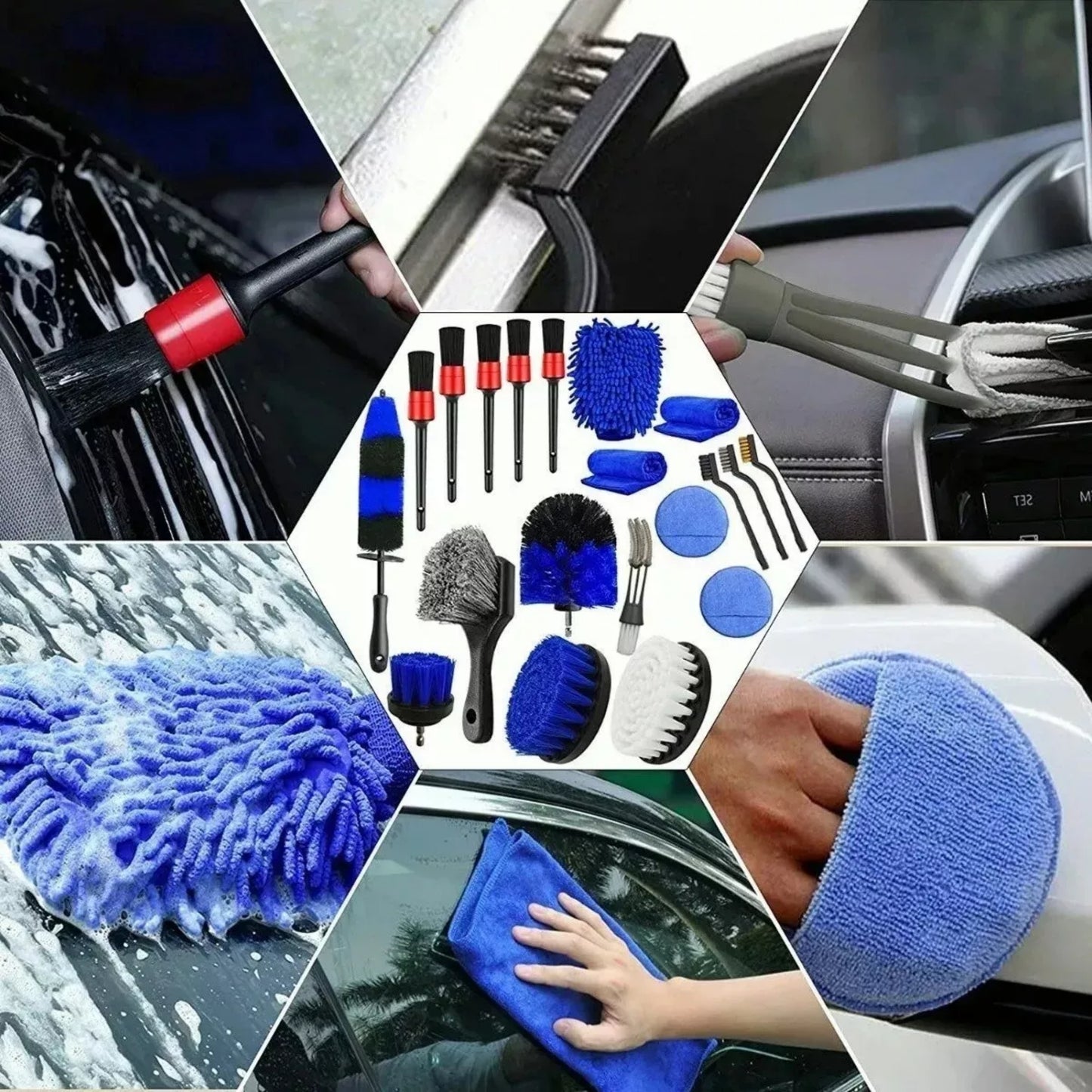 Cepillo de Limpieza Automotriz Pinceles Detalle Coche Set 20 Piezas