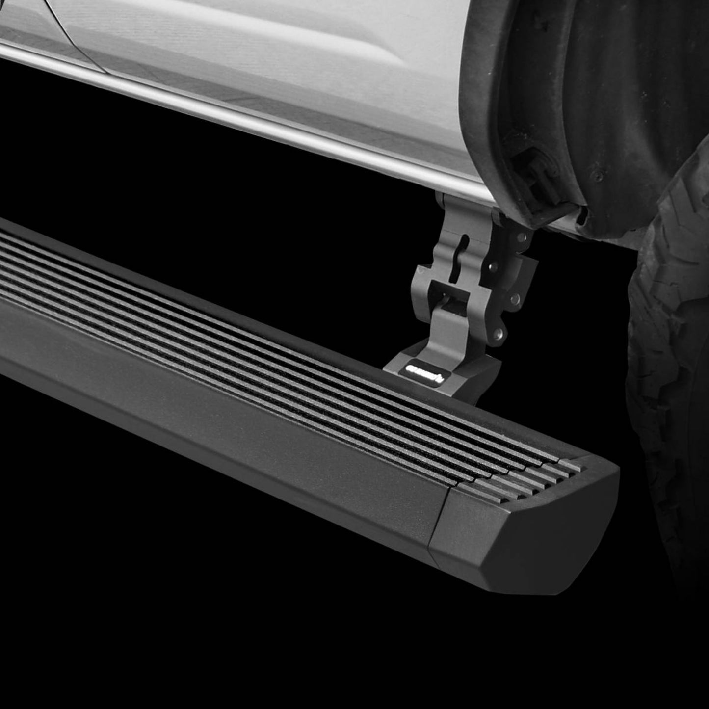 GR NGO Text Electric Running Boards for Wrangler JKU Double Cab 2007-2018 Go Rhino