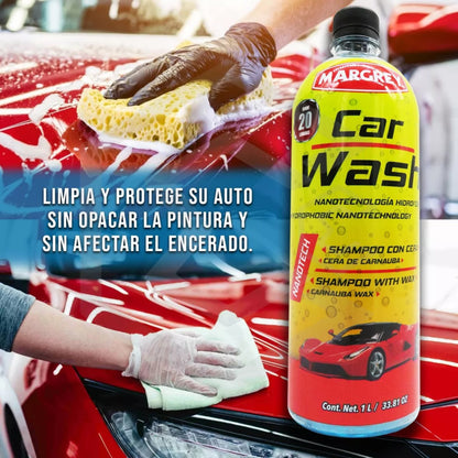 Shampoo con Cera para Auto Espumoso 1L Car Wash Margrey